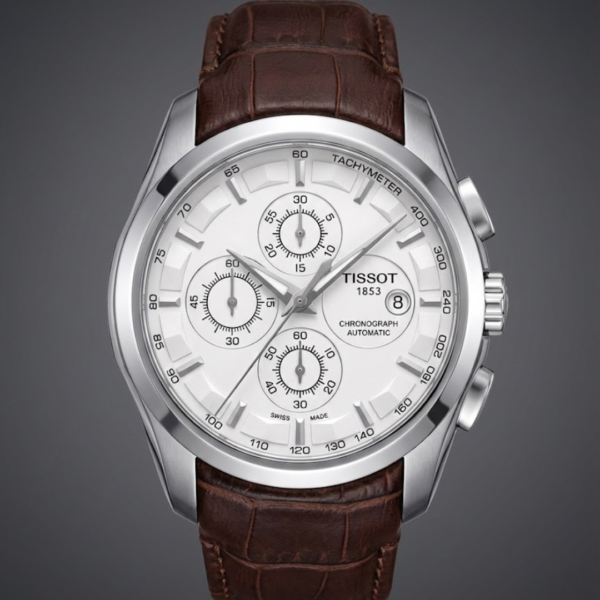 Tissot 1853 Automatic Chronograph – Silver Dial & Brown Leather Luxury Watch