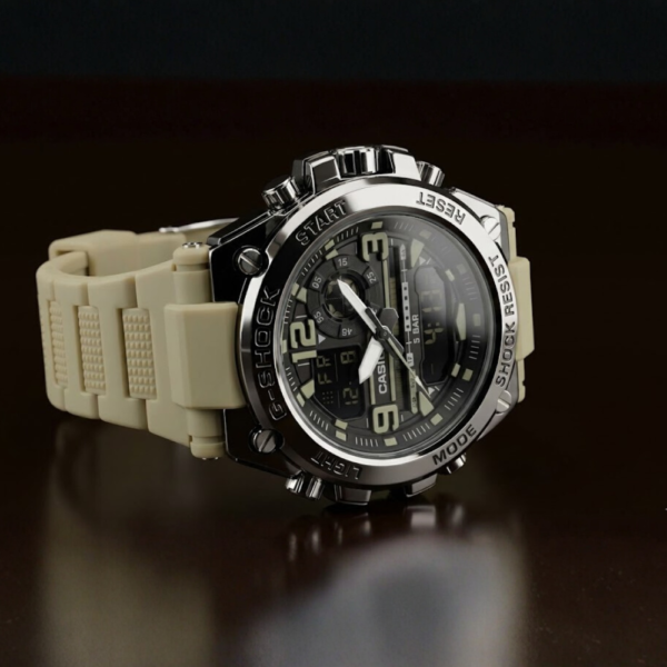 Casio G-Shock Dual Display Beige Sports Watch