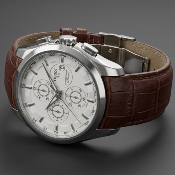 Tissot 1853 Automatic Chronograph – Silver Dial & Brown Leather Luxury Watch