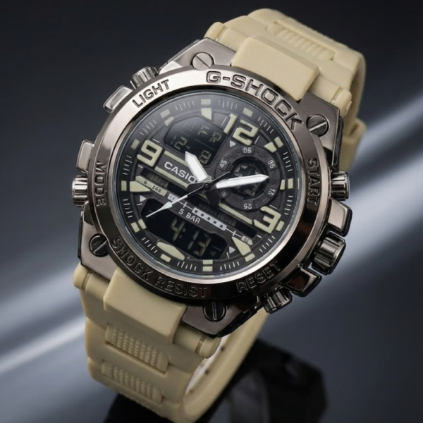 Casio G-Shock Dual Display Beige Sports Watch