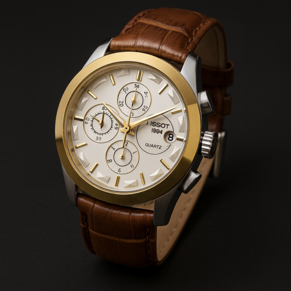 Tissot 1853 Gold-Tone Quartz Chronograph – Brown Leather Luxury Dress Watch