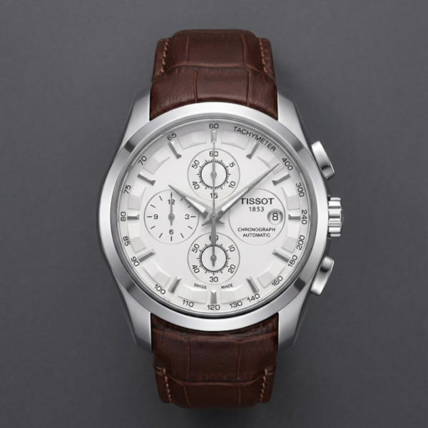 Tissot 1853 Automatic Chronograph – Silver Dial & Brown Leather Luxury Watch