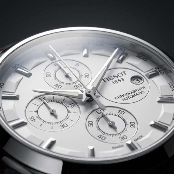 Tissot 1853 Automatic Chronograph – Silver Dial & Brown Leather Luxury Watch