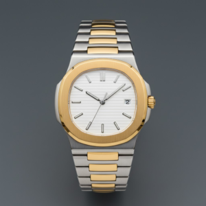 Patek Philippe Nautilus Two-Tone Stainless Steel & Yellow Gold with White Dial
