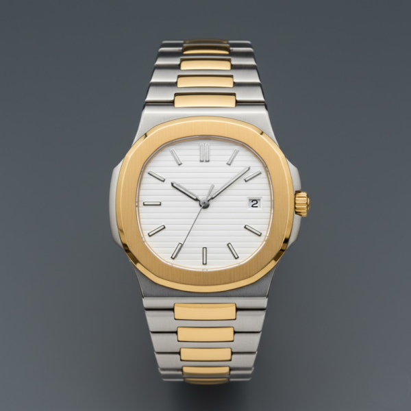 Patek Philippe Nautilus Two-Tone Stainless Steel & Yellow Gold with White Dial