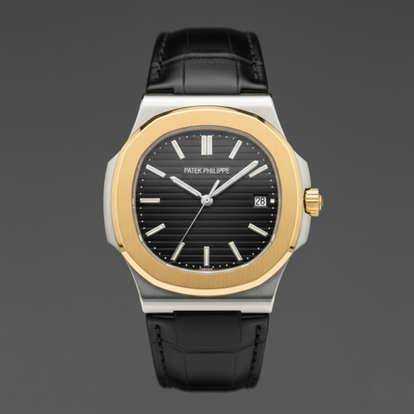 Patek Philippe Nautilus Two-Tone Stainless Steel & Yellow Gold on Leather Strap