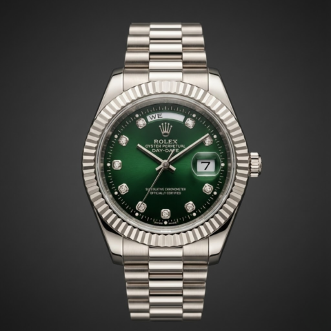 Rolex Day-Date 36 18k White Gold with Green Diamond Dial