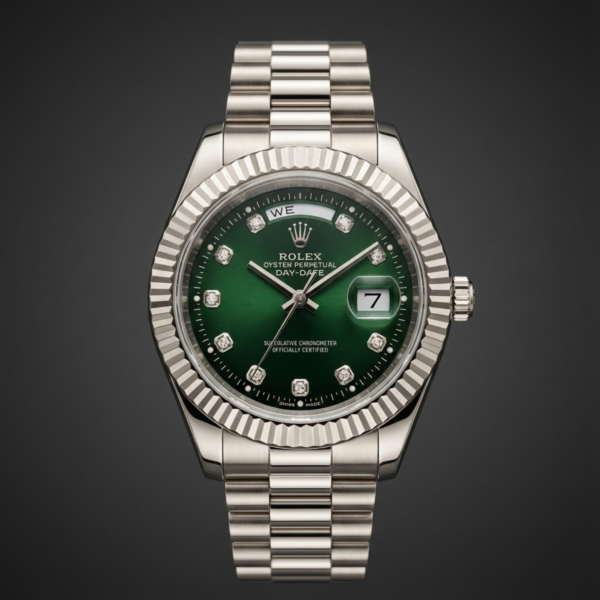 Rolex Day-Date 36 18k White Gold with Green Diamond Dial