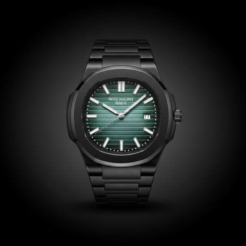 Patek Philippe Nautilus Blacked Stainless Steel with Green Dial