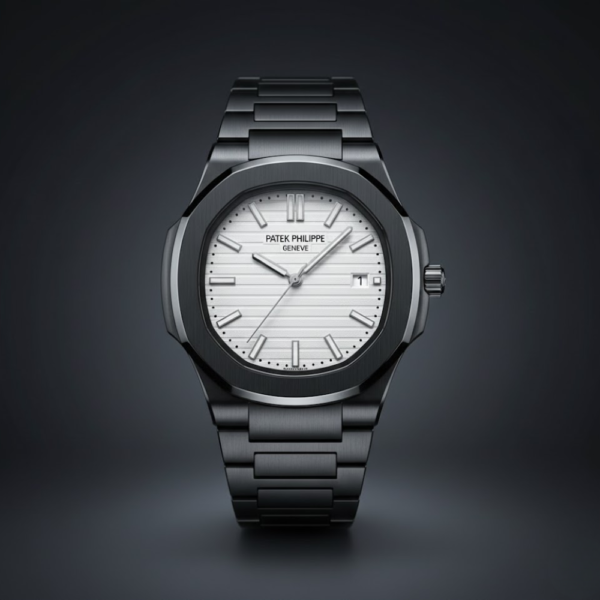 Patek Philippe Nautilus Blacked Stainless Steel with White Dial
