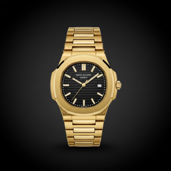 Patek Philippe Nautilus Two-Tone Stainless Steel & Yellow Gold with Black Dial