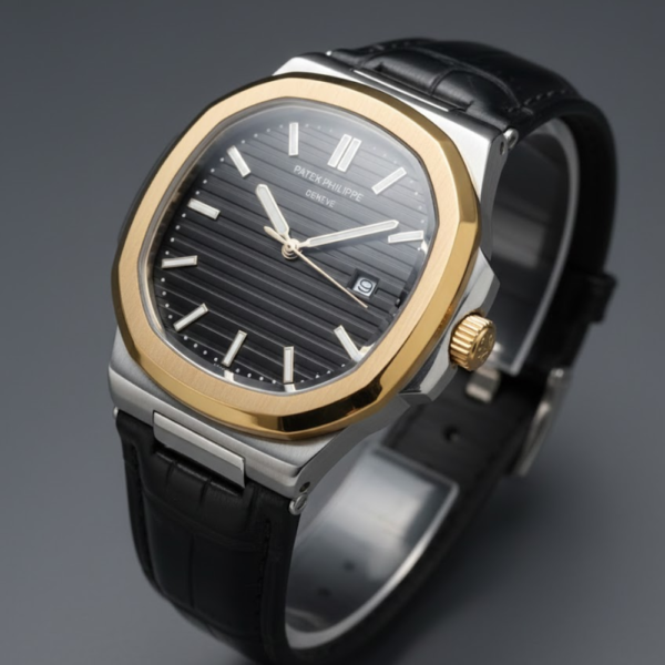 Patek Philippe Nautilus Two-Tone Stainless Steel & Yellow Gold on Leather Strap