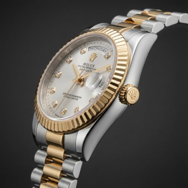 Rolex Day-Date 36 Two-Tone – Silver Diamond Dial