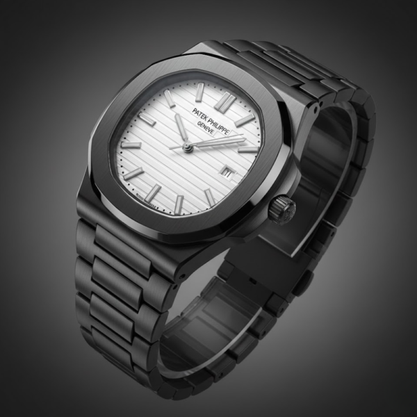Patek Philippe Nautilus Blacked Stainless Steel with White Dial