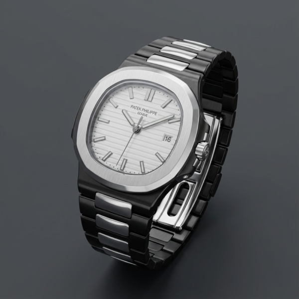 Patek Philippe Nautilus Blacked Stainless Steel with Silver-White Dial