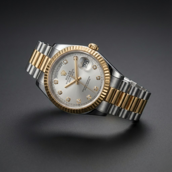 Rolex Day-Date 36 Two-Tone – Silver Diamond Dial