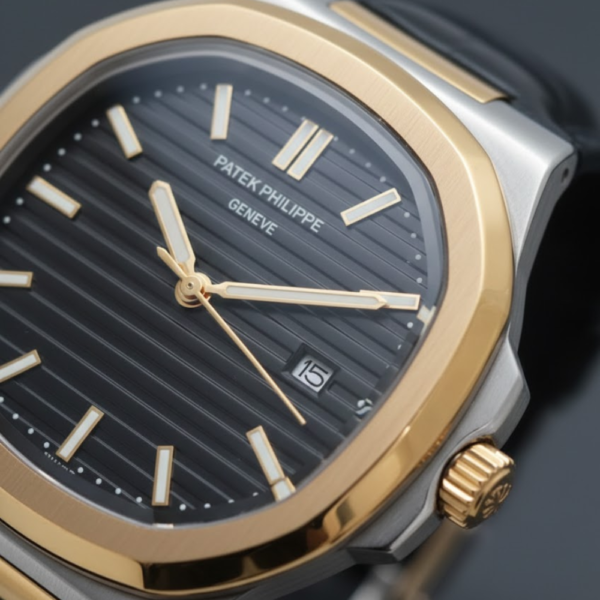 Patek Philippe Nautilus Two-Tone Stainless Steel & Yellow Gold on Leather Strap